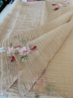 Crushed foil blended organza saree/ BL7317