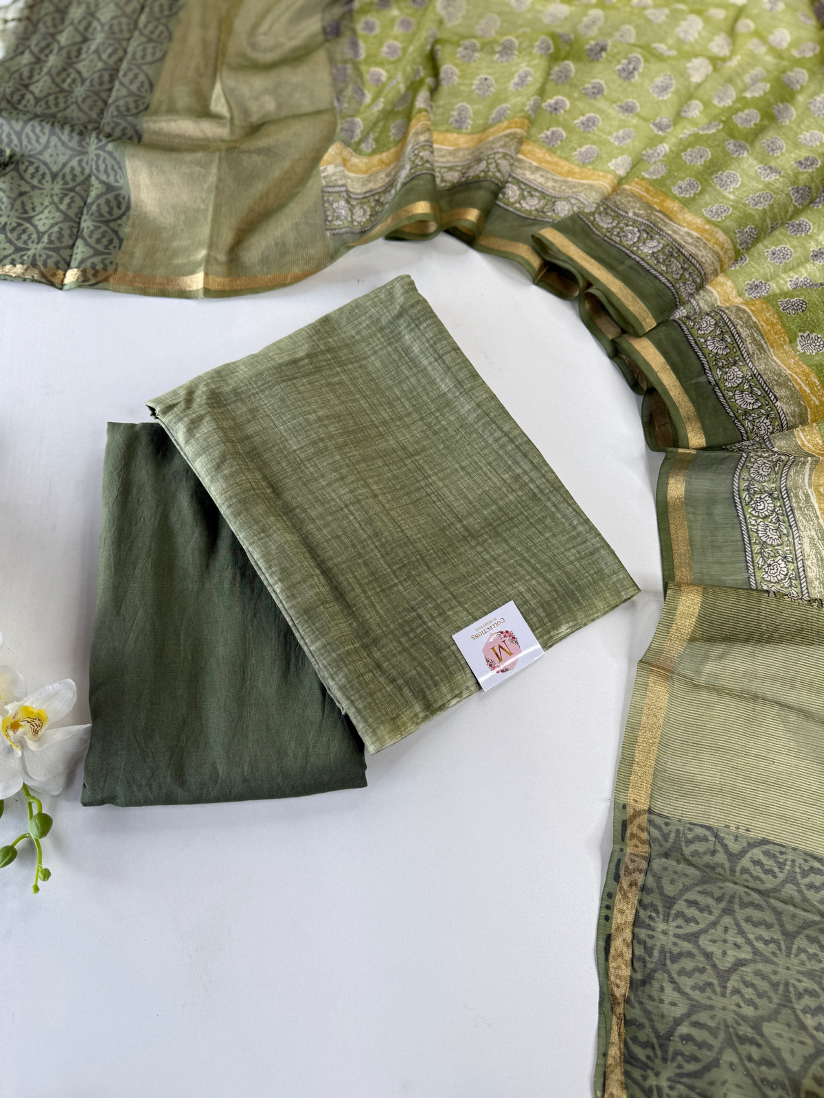 Soft Chanderi Unstitched salwar set/ 7003