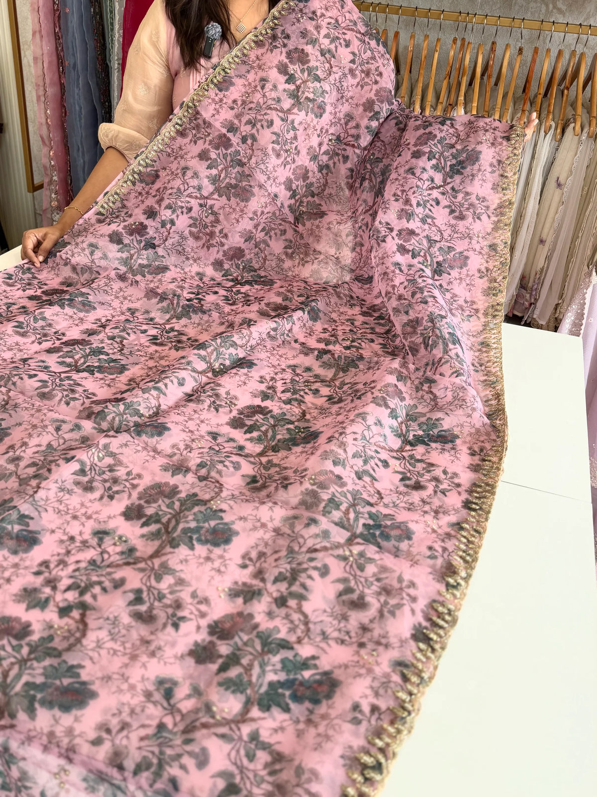 Digital printed organza Saree/ AP98
