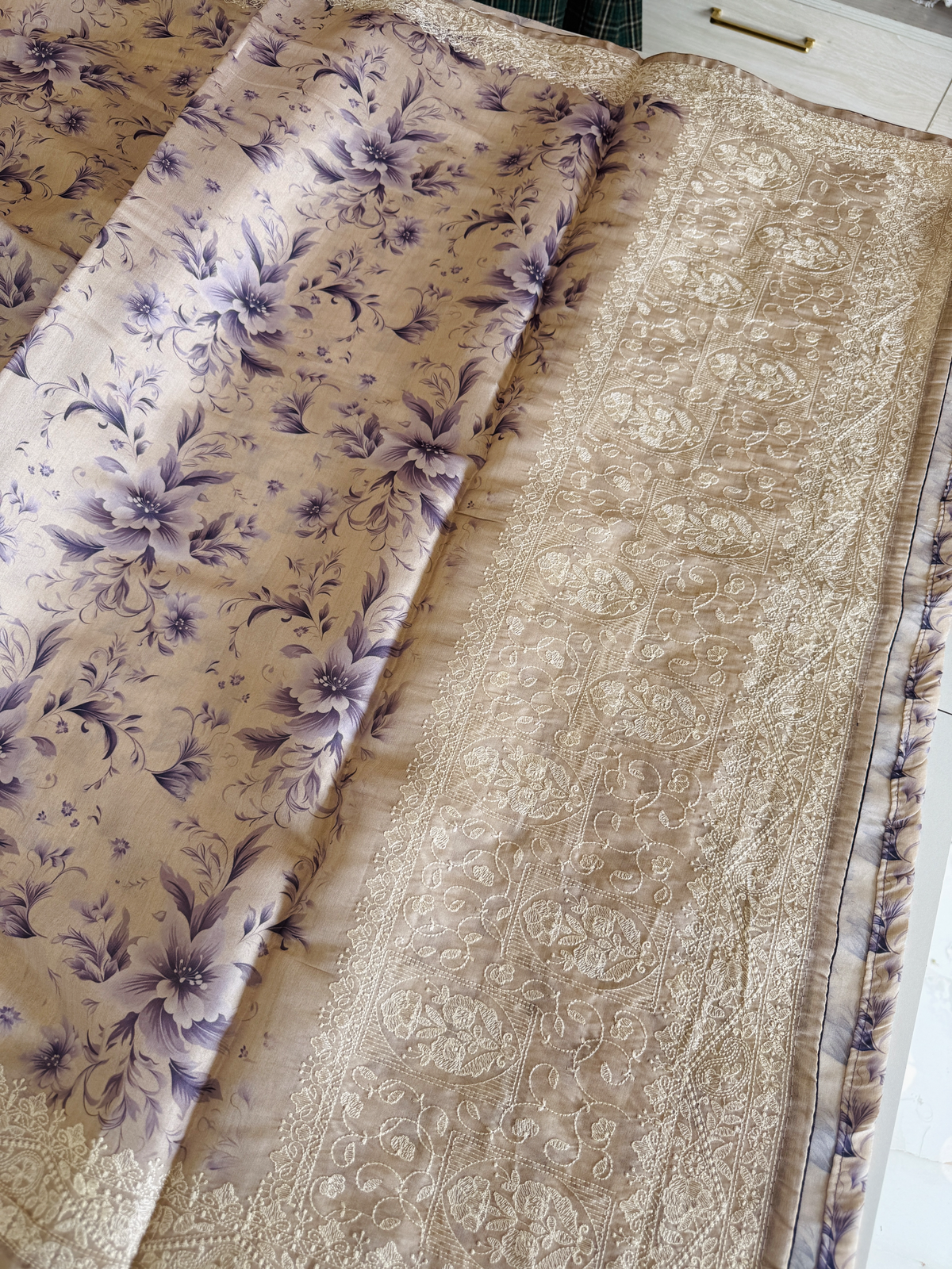 Soft semi Tussar finished saree/ FC433