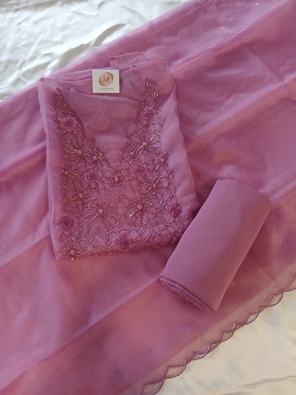 Soft organza unstitched salwar set / US1275