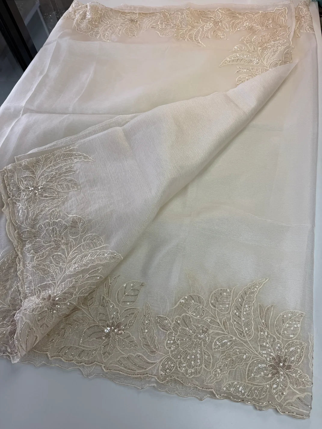 Crushed Foil blended Organza Saree/ AM104