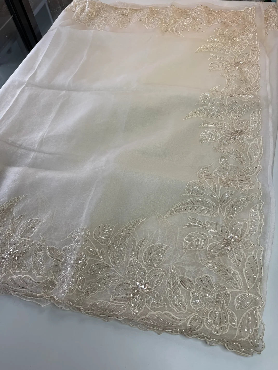 Crushed Foil blended Organza Saree/ AM104