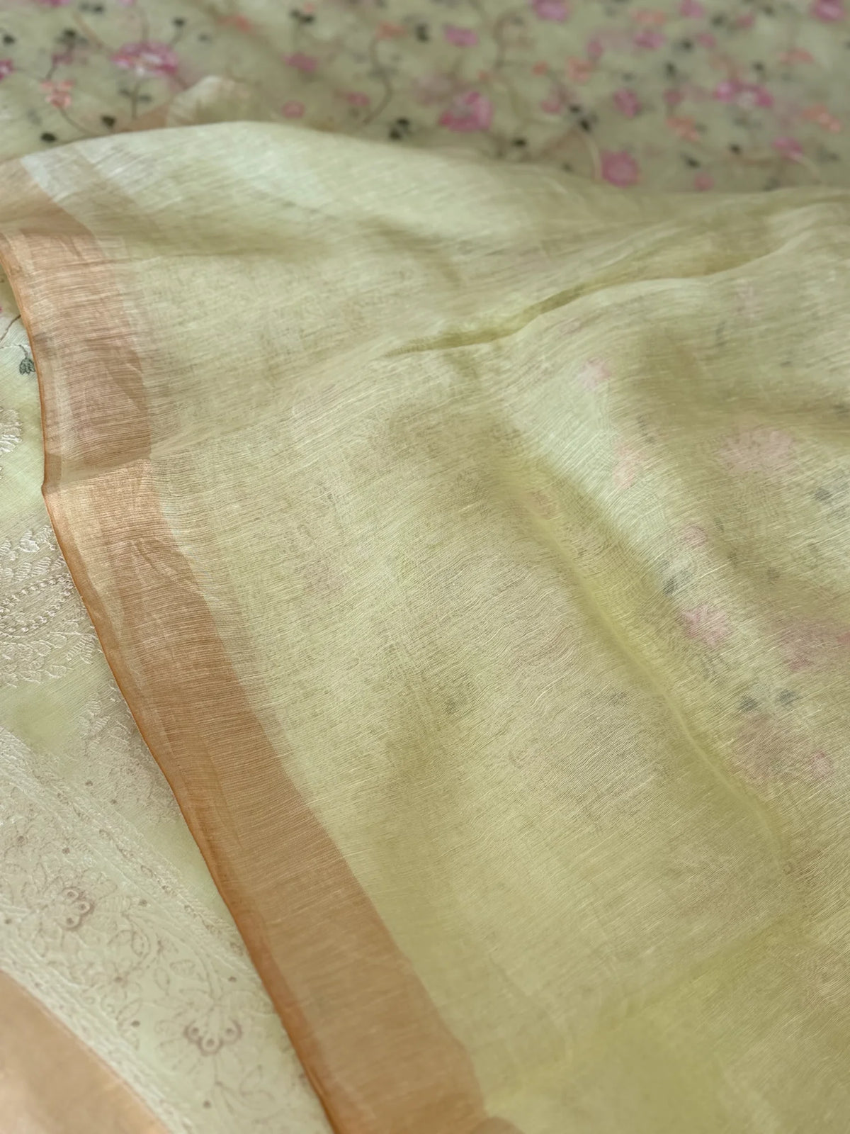 Pure Linen Kora silk saree/ K33