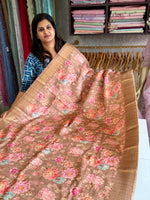 Semi Tussar finished saree/ E714