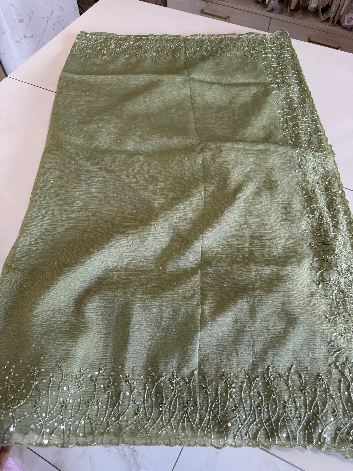 Crushed crape saree/ HW457