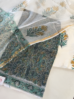 Hand block printed kotta Doria unstitched salwar set/ LK14