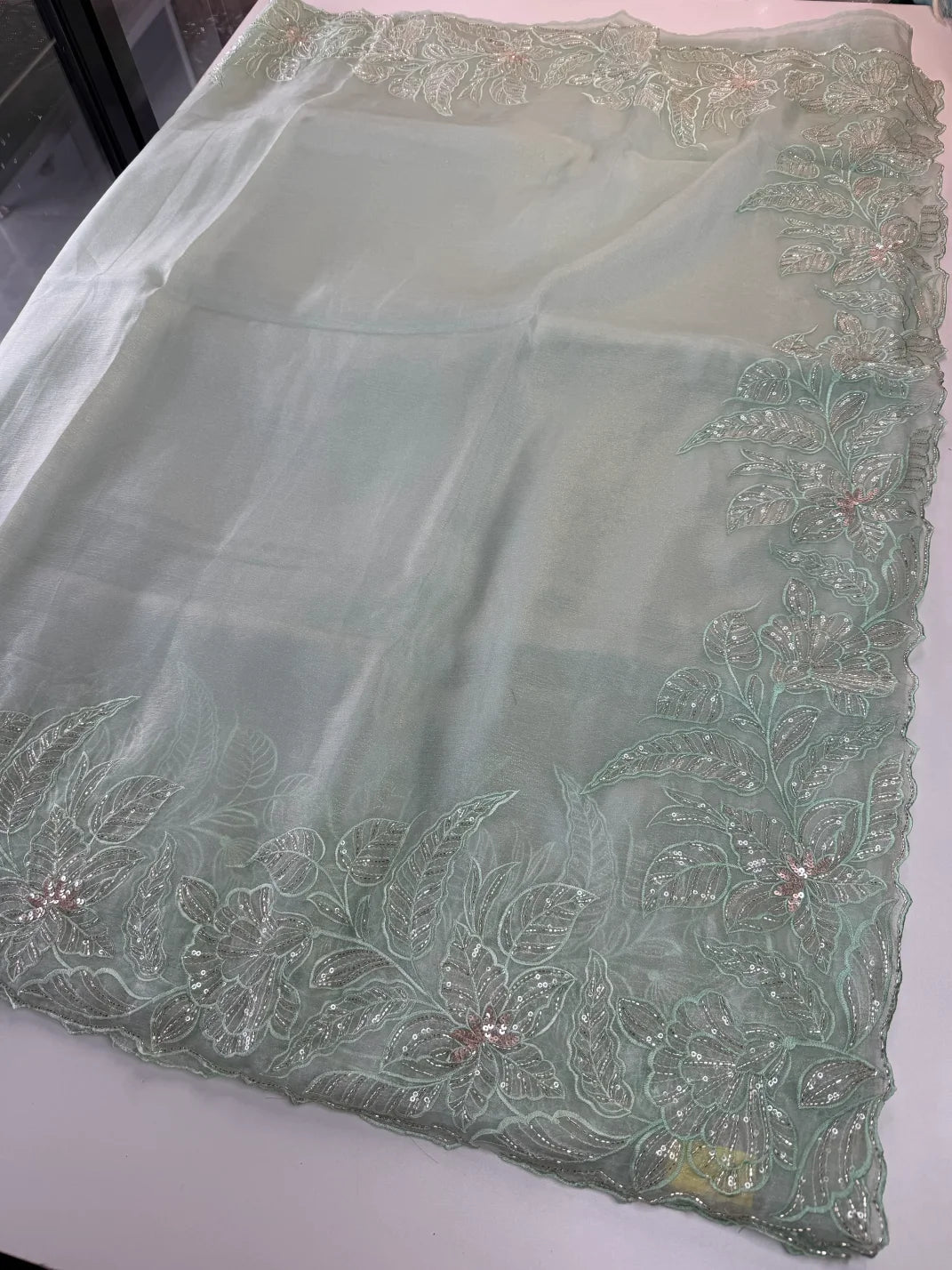 Crushed Foil blended Organza Saree/ AM104