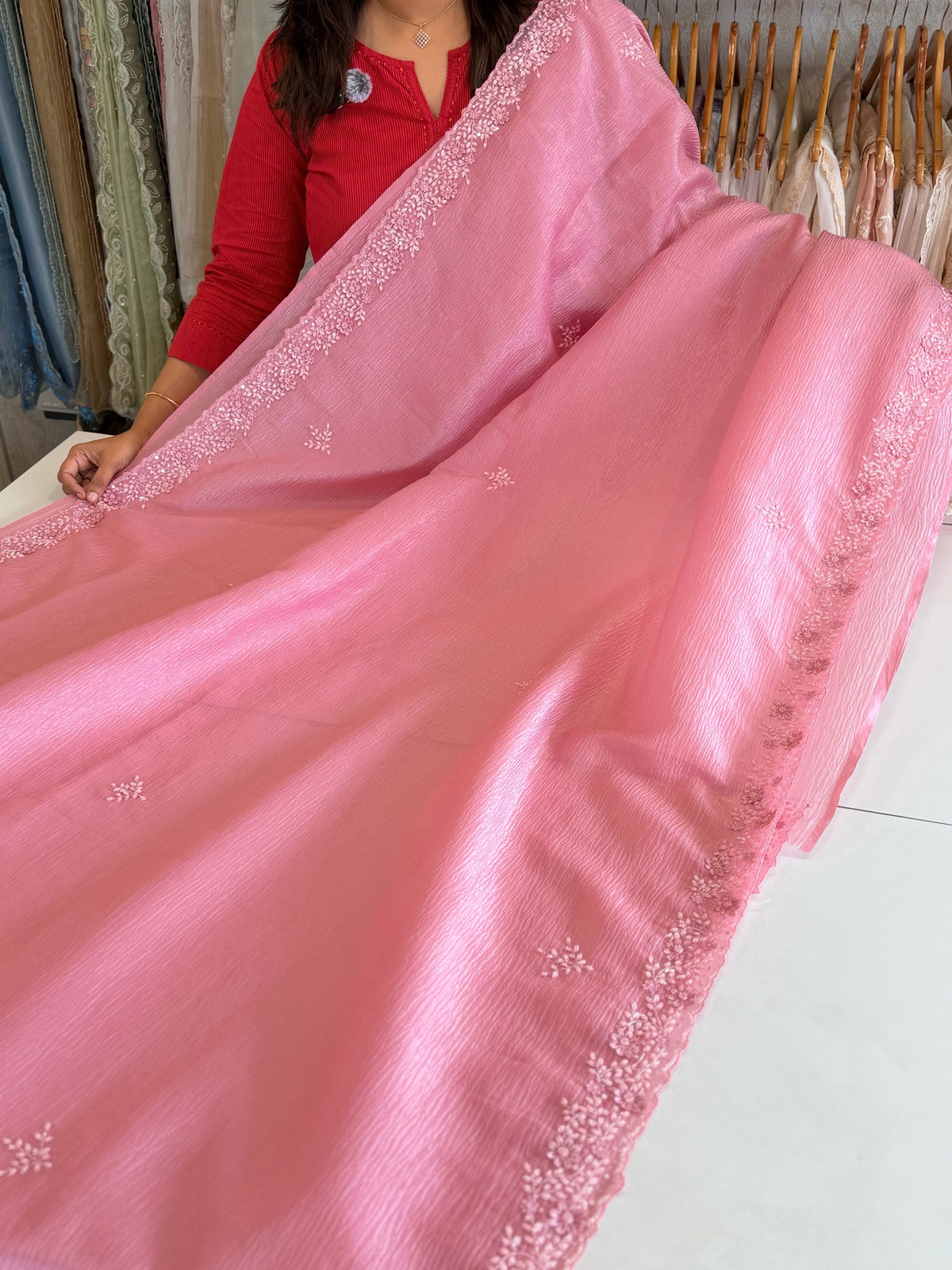 Crushed crape saree / HW661