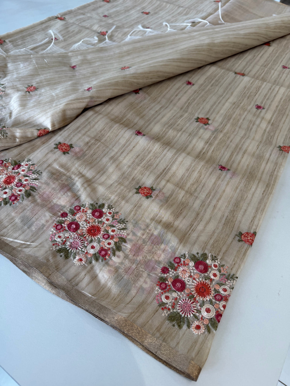 Chanderi Tussar finished Saree / SH578