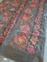 Semi Tussar finished saree/ E714
