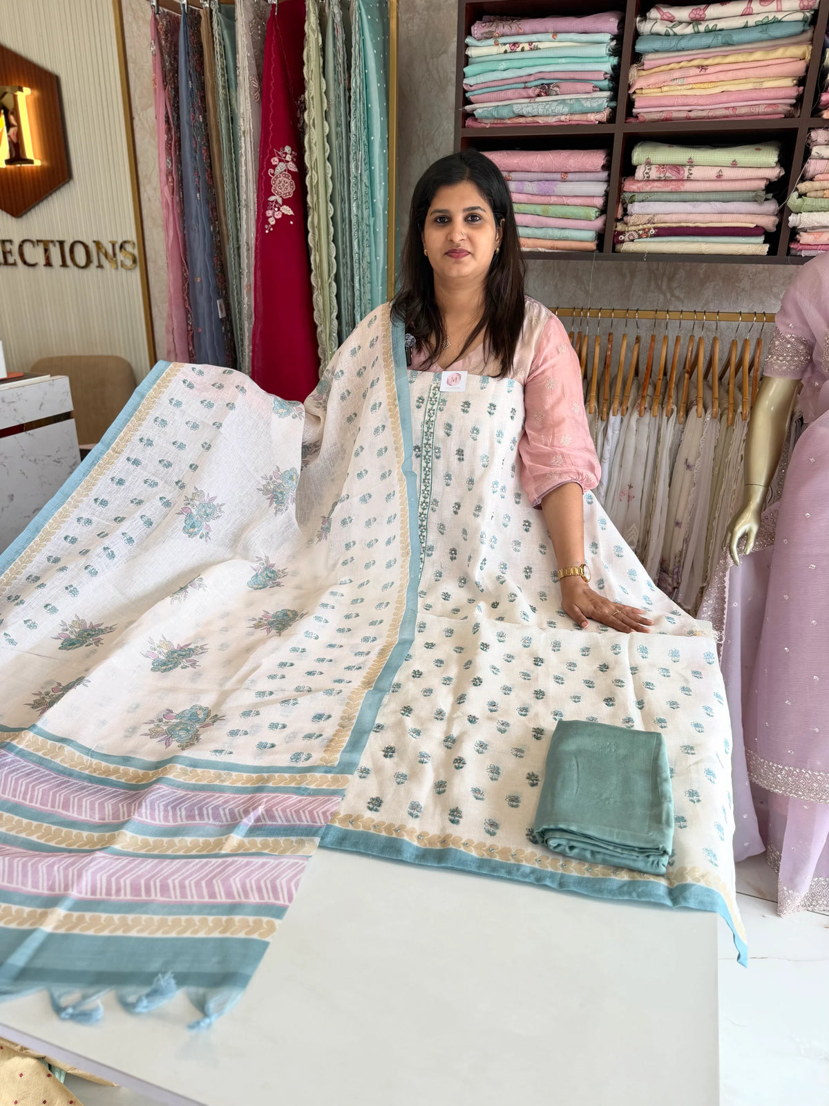 Linen cotton unstitched salwar set / NC302