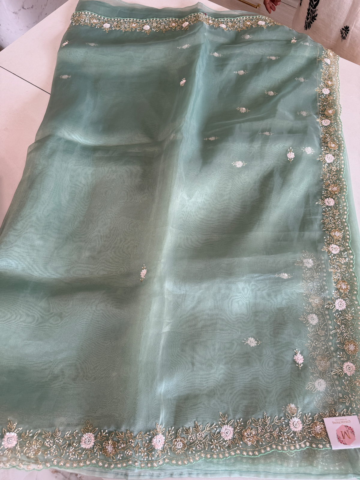 Glass organza party wear saree/ SA850