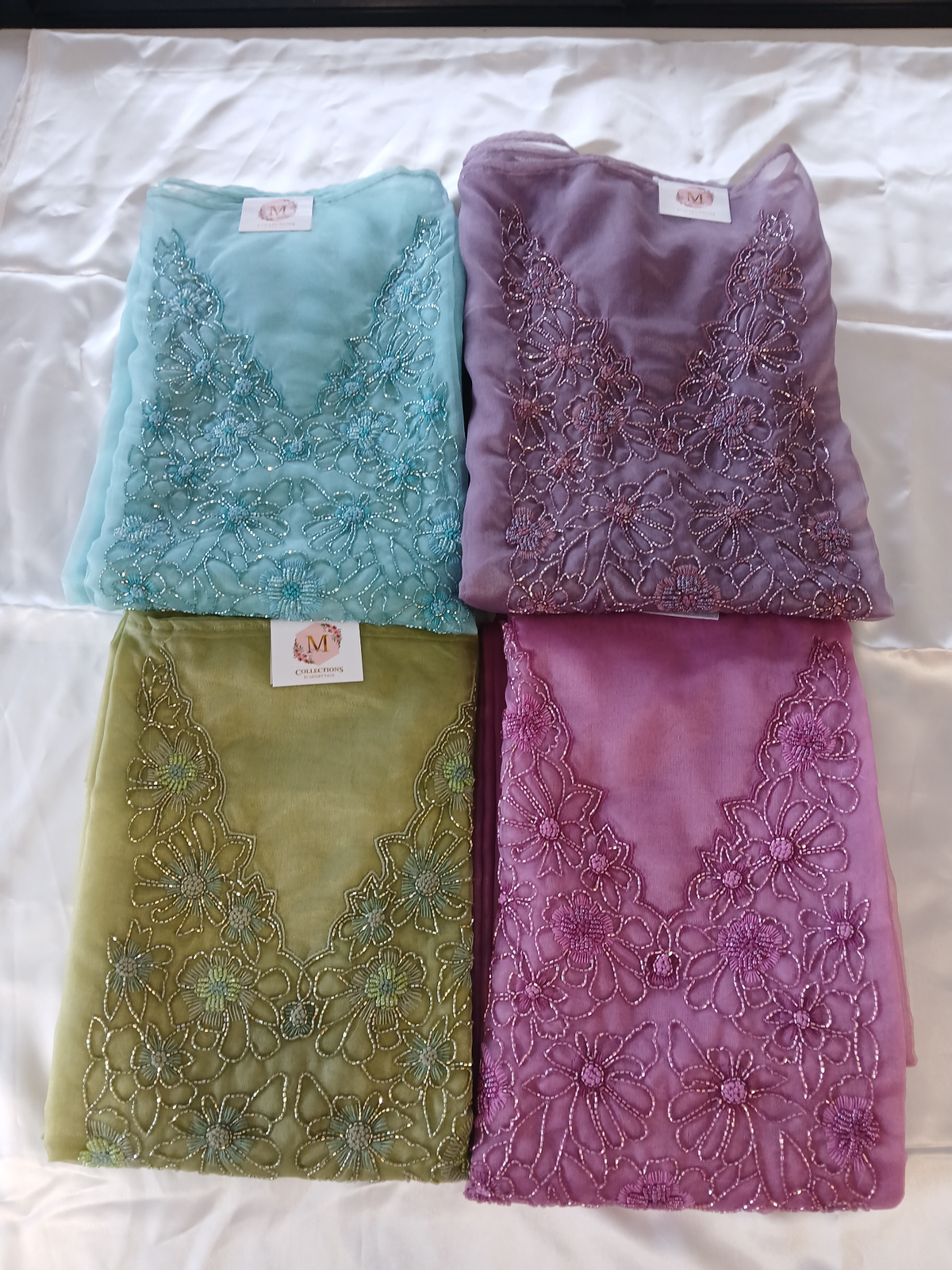 Soft organza unstitched salwar set / US1275