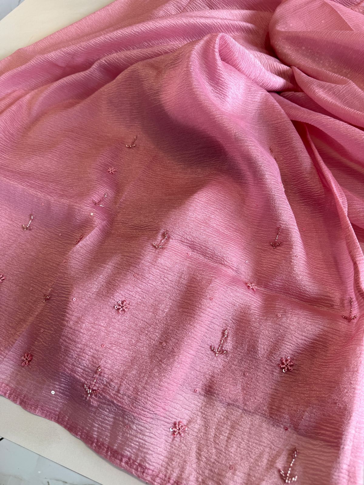 Crushed crape saree/ HW457