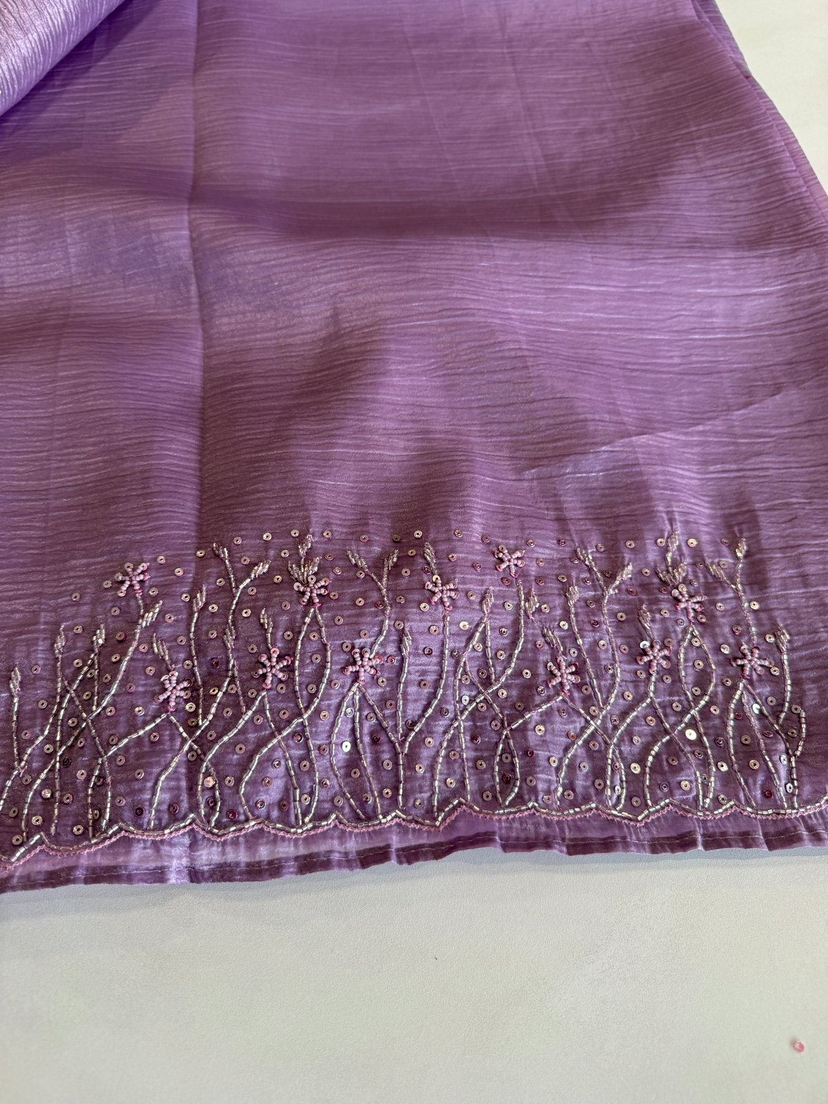 Crushed crape saree/ HW457