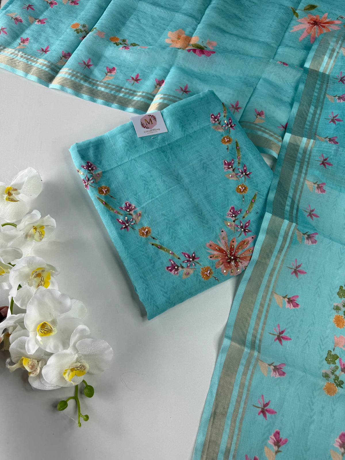 Soft linen cotton unstitched salwar set/ NC223