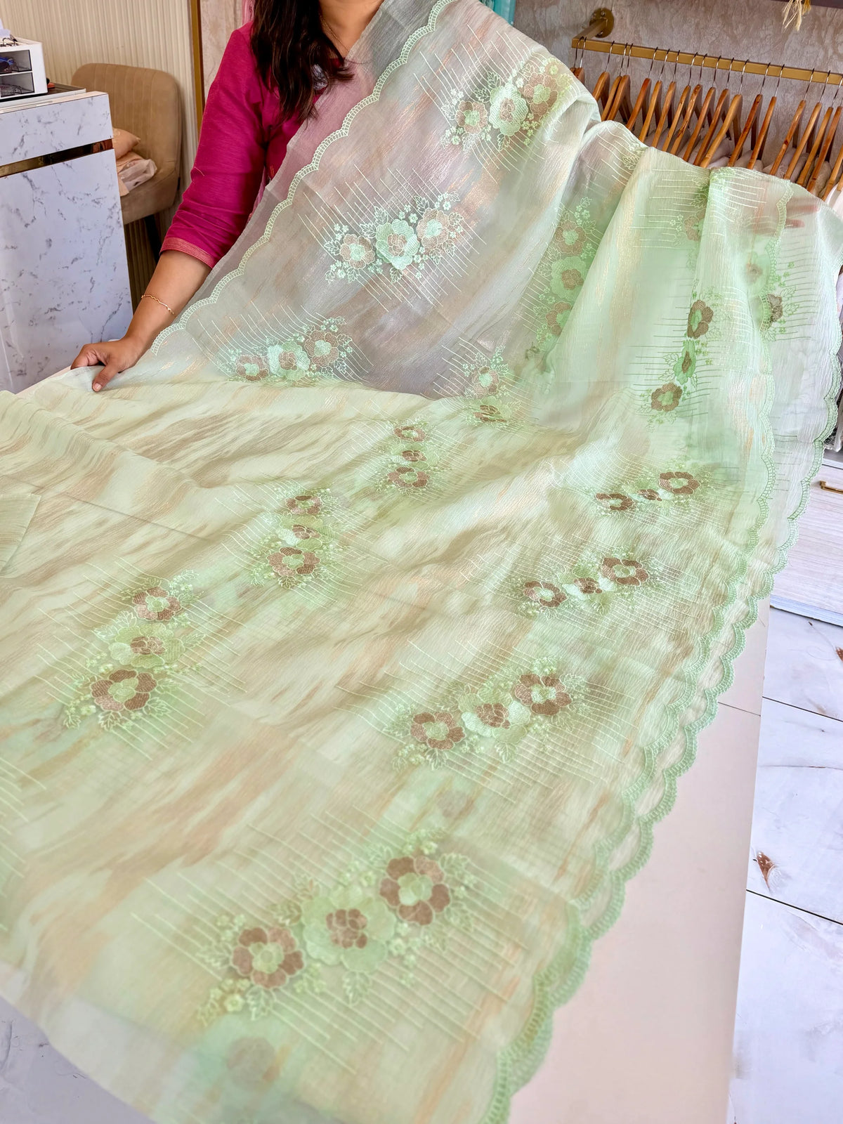 Organza foil blended Saree/ CW866