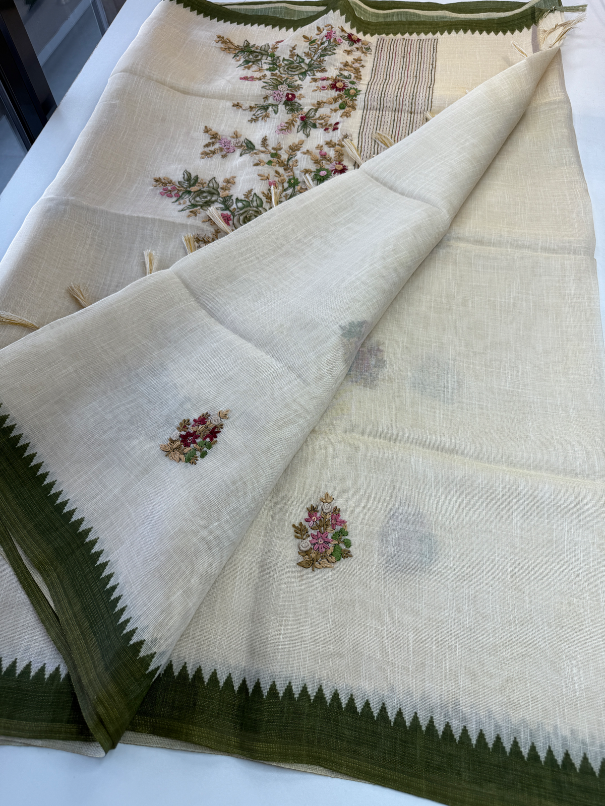 Tissue linen blended saree/ 1671
