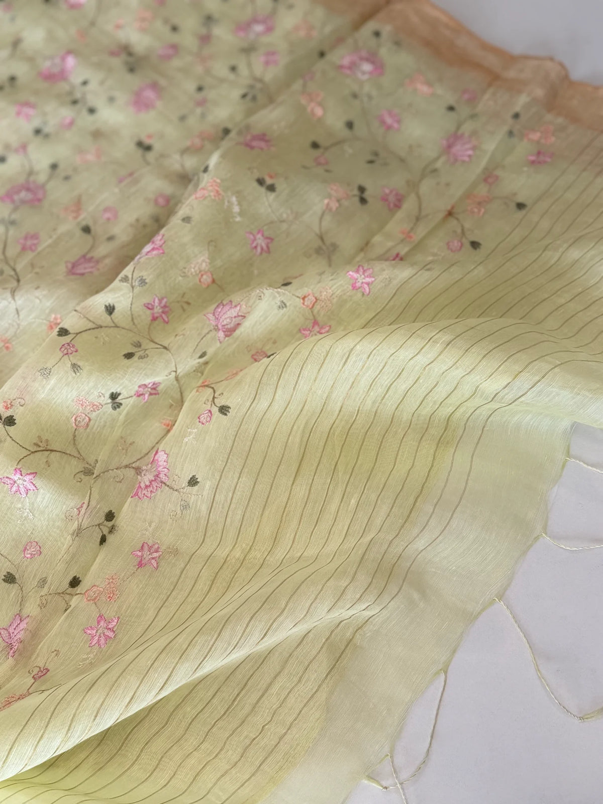 Pure Linen Kora silk saree/ K33