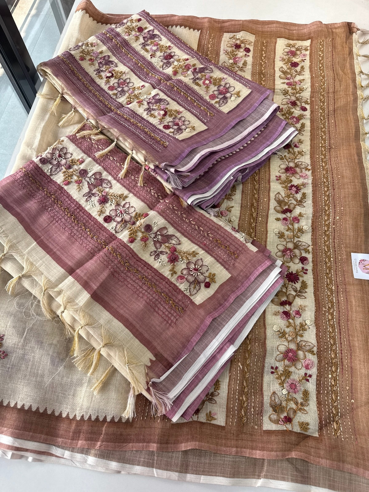 Tissue Linen Saree/ KM4080