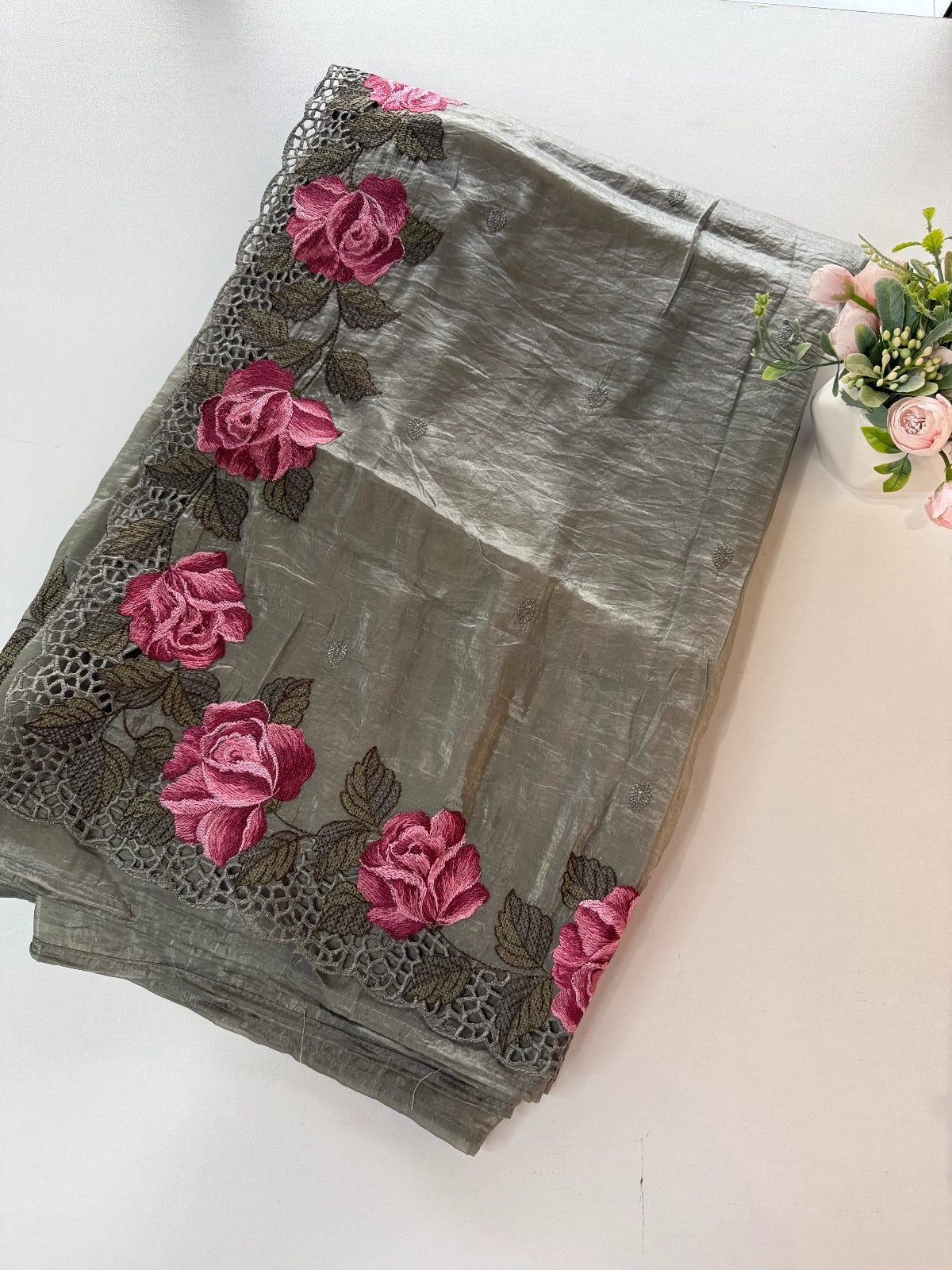 Crushed Oragnza Saree / SC8129