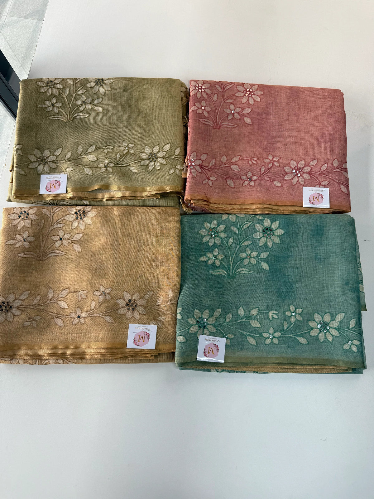 Tissue linen Blened saree / 14545