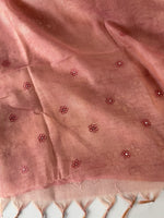 Tissue linen Blened saree / 14545