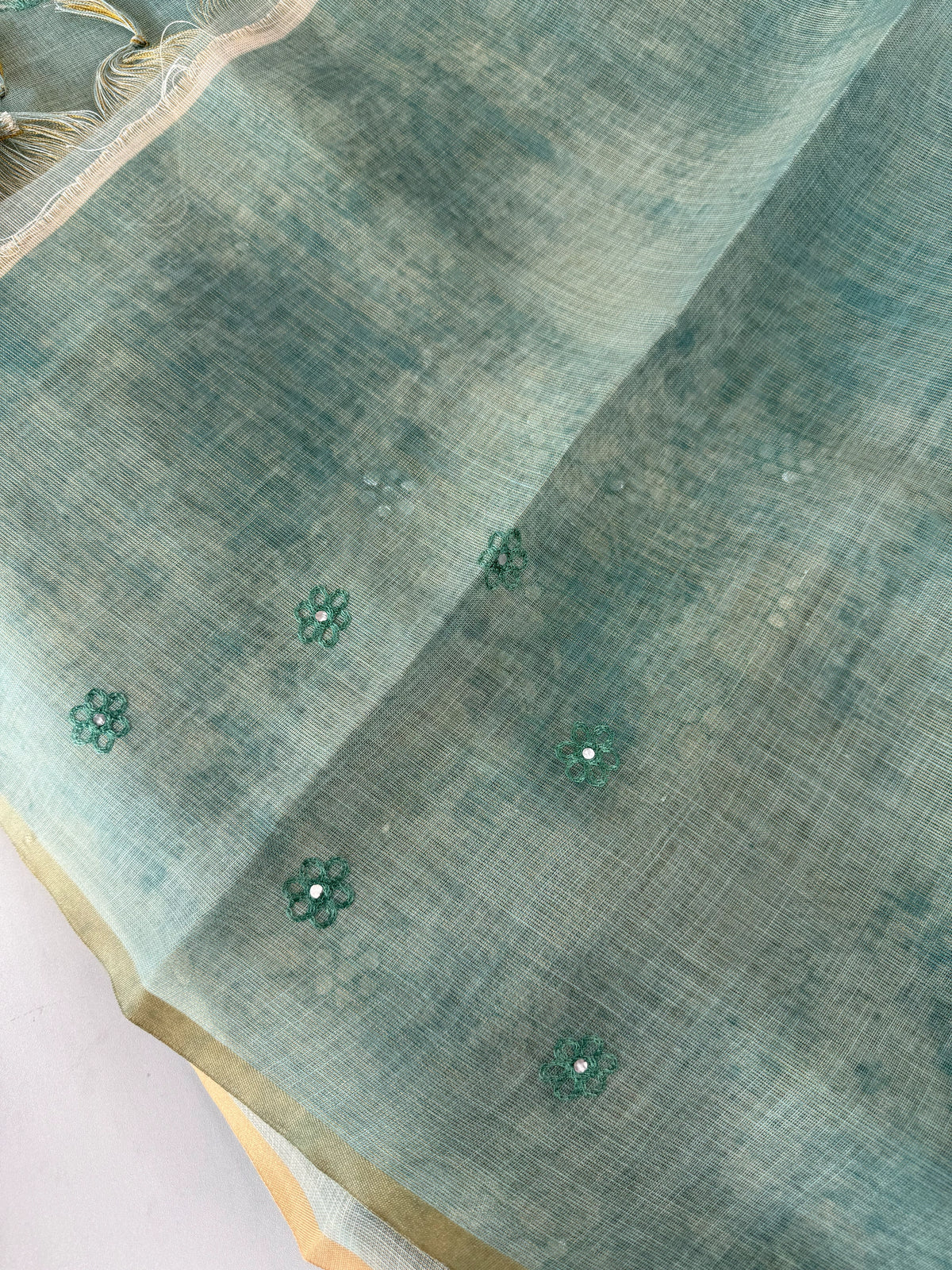 Tissue linen Blened saree / 14545