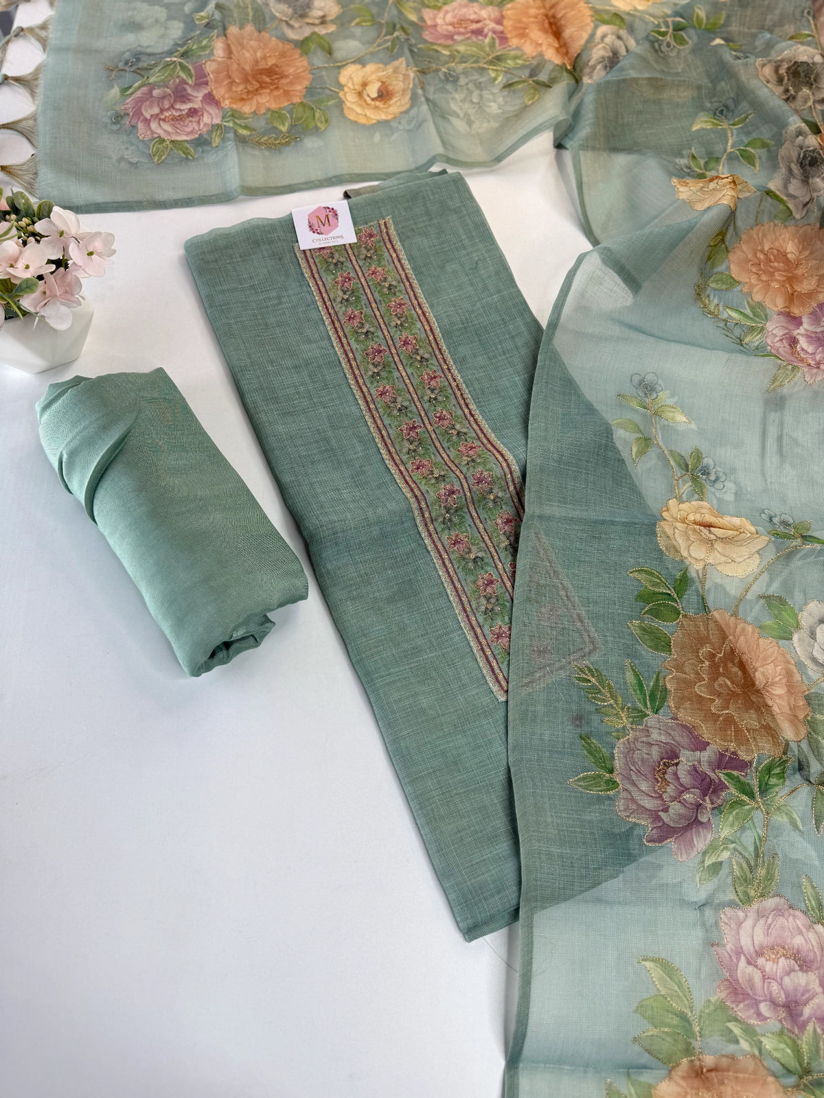 Linen Tissue blend unstitched salwar set / SU13