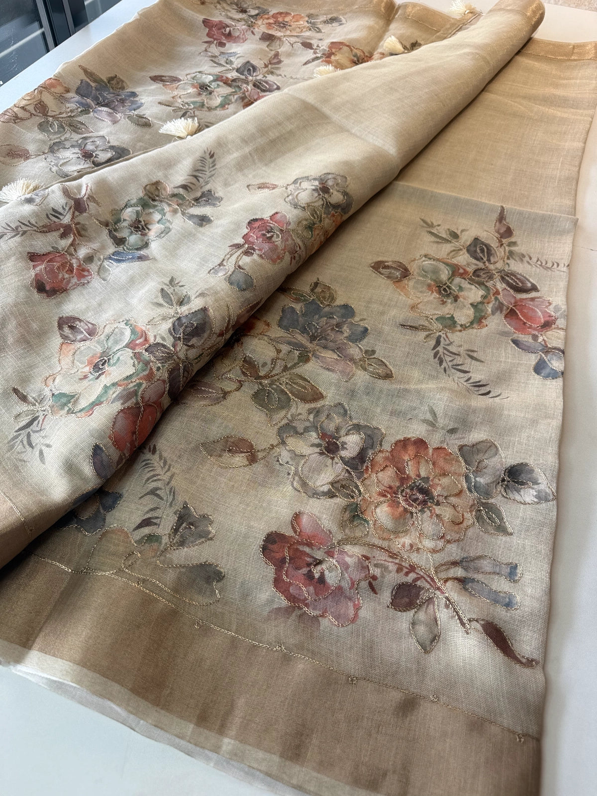 Tissue Linen Blend Saree/ C562