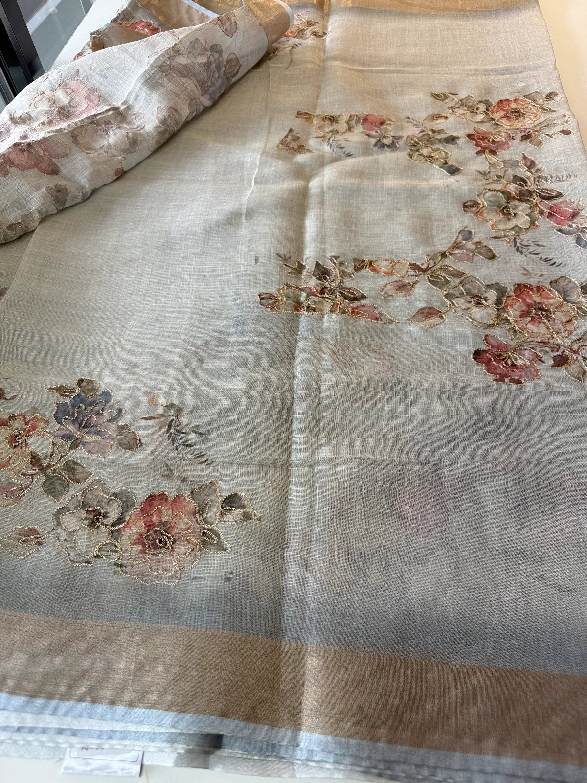 Tissue Linen Blend Saree/ C562