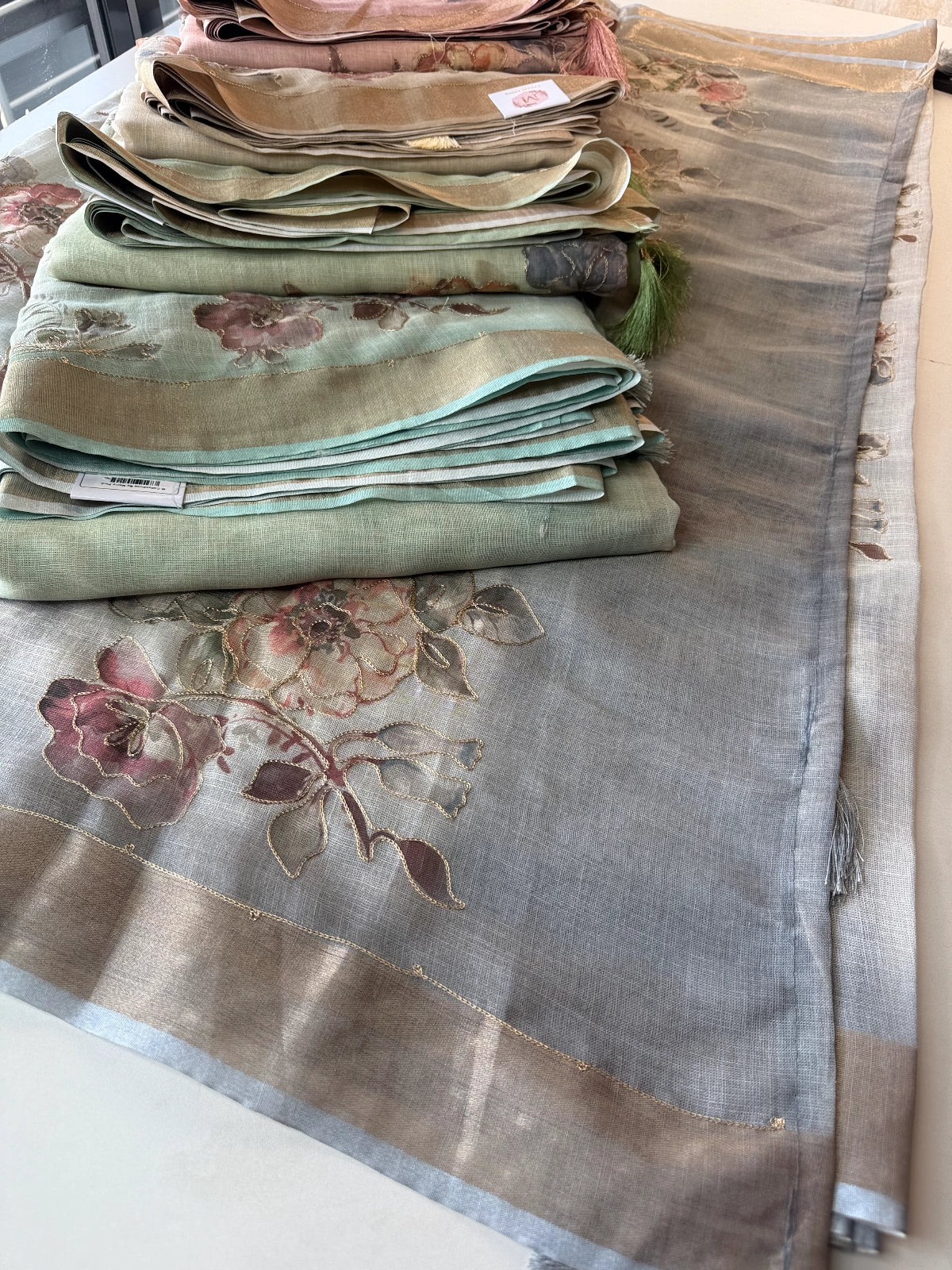 Tissue Linen Blend Saree/ C562