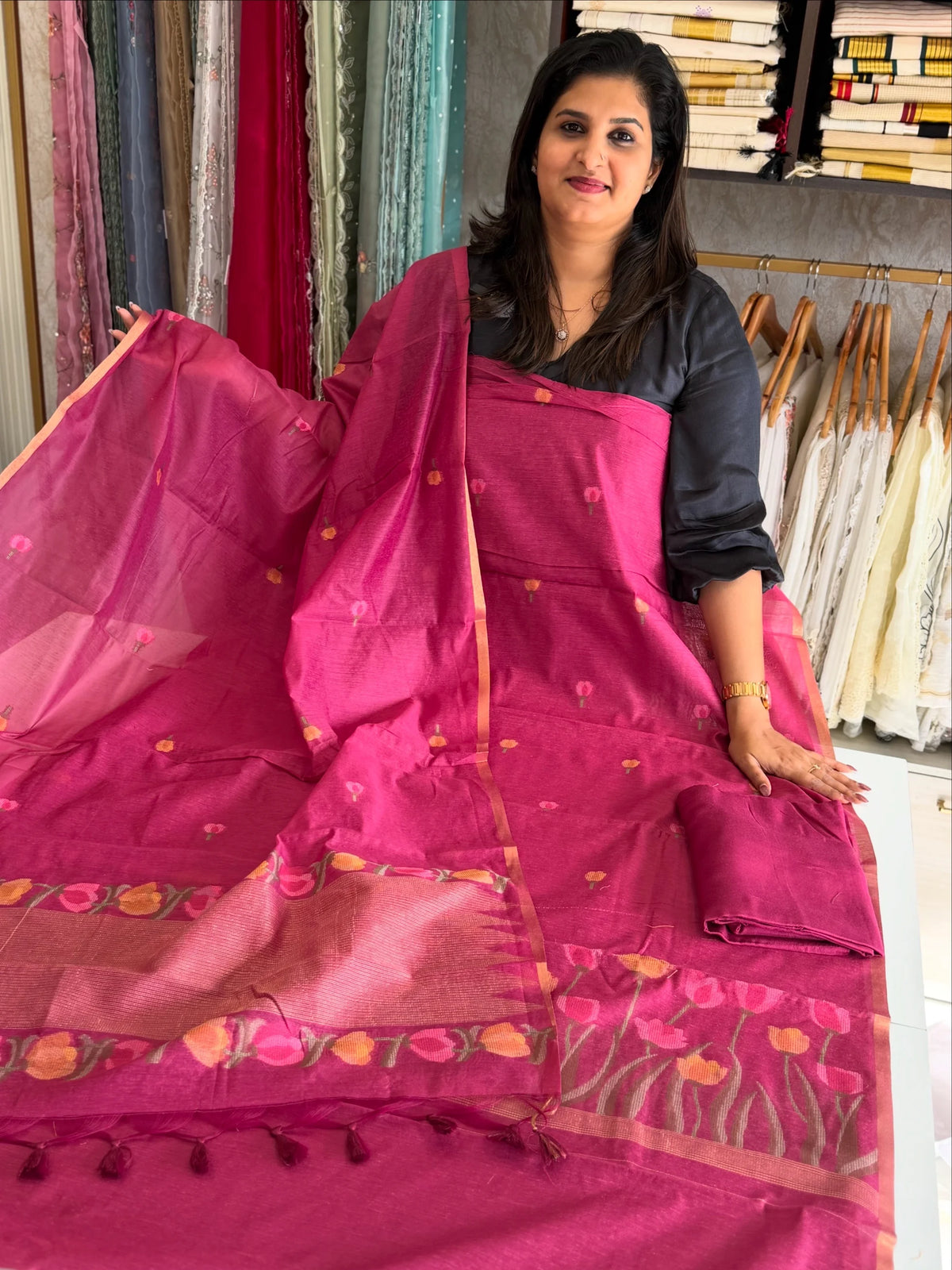 Soft Chanderi unstitched salwar set/ RSD105