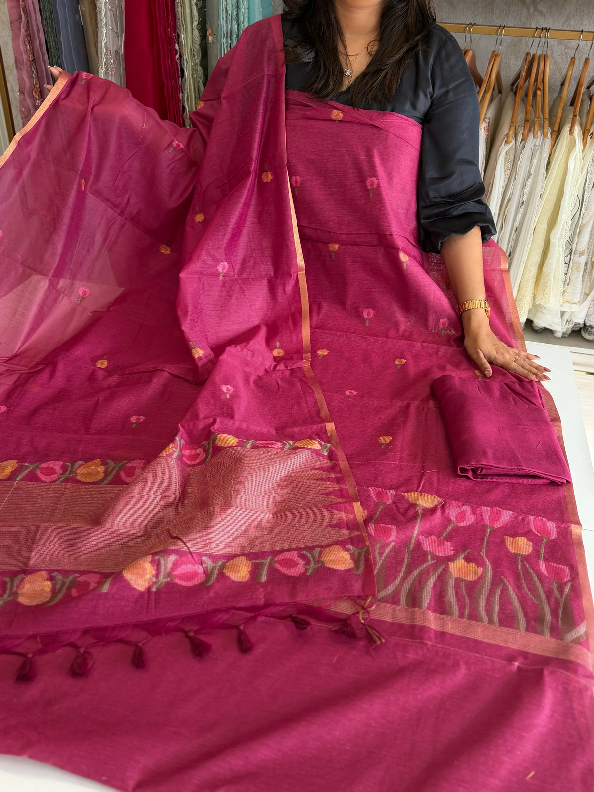 Soft Chanderi unstitched salwar set/ RSD105