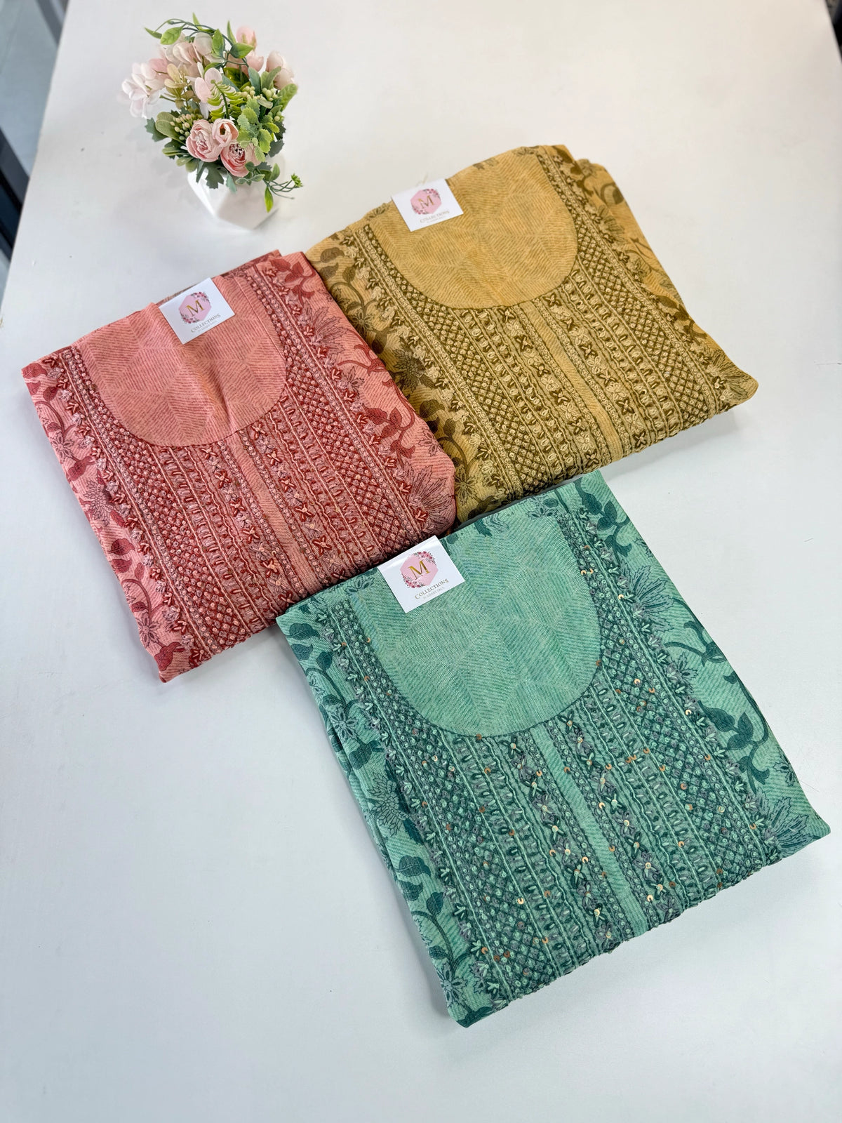 Tissue linen unstitched salwar set / C804