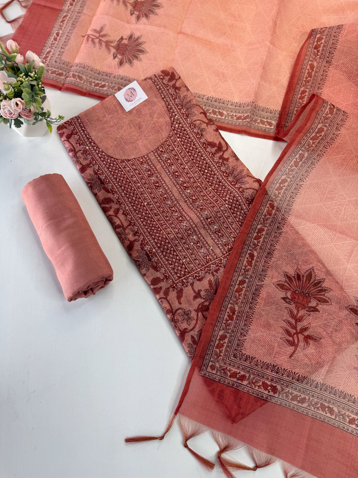 Tissue linen unstitched salwar set / C804