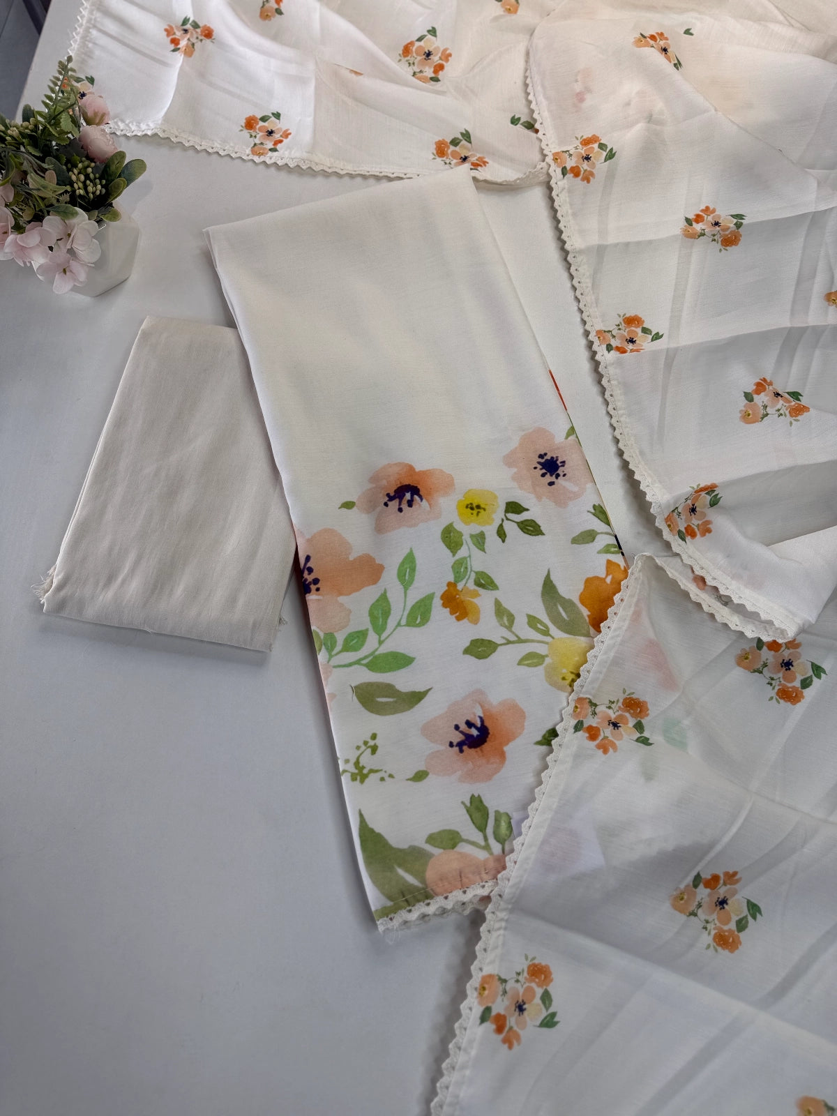 Unstitched salwar set in slub cotton / 314A