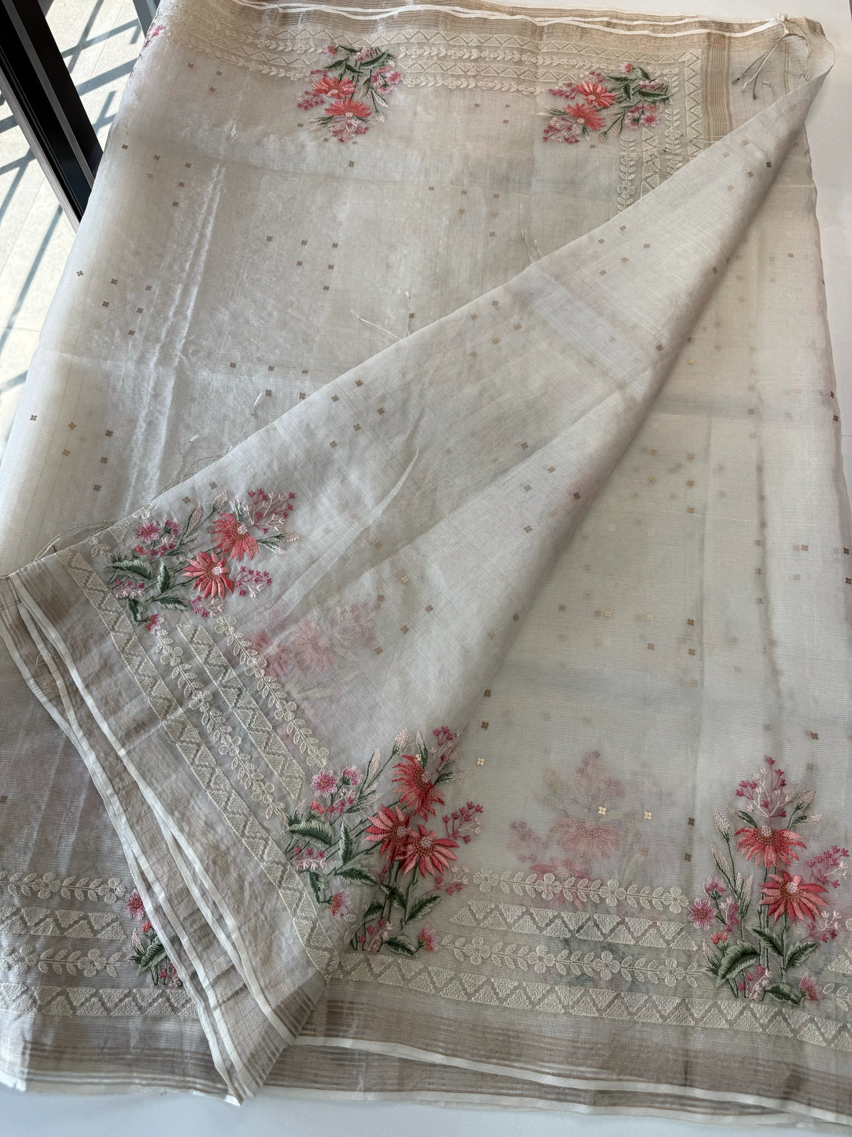 Premium Handloom kora silk Saree/ RE3769