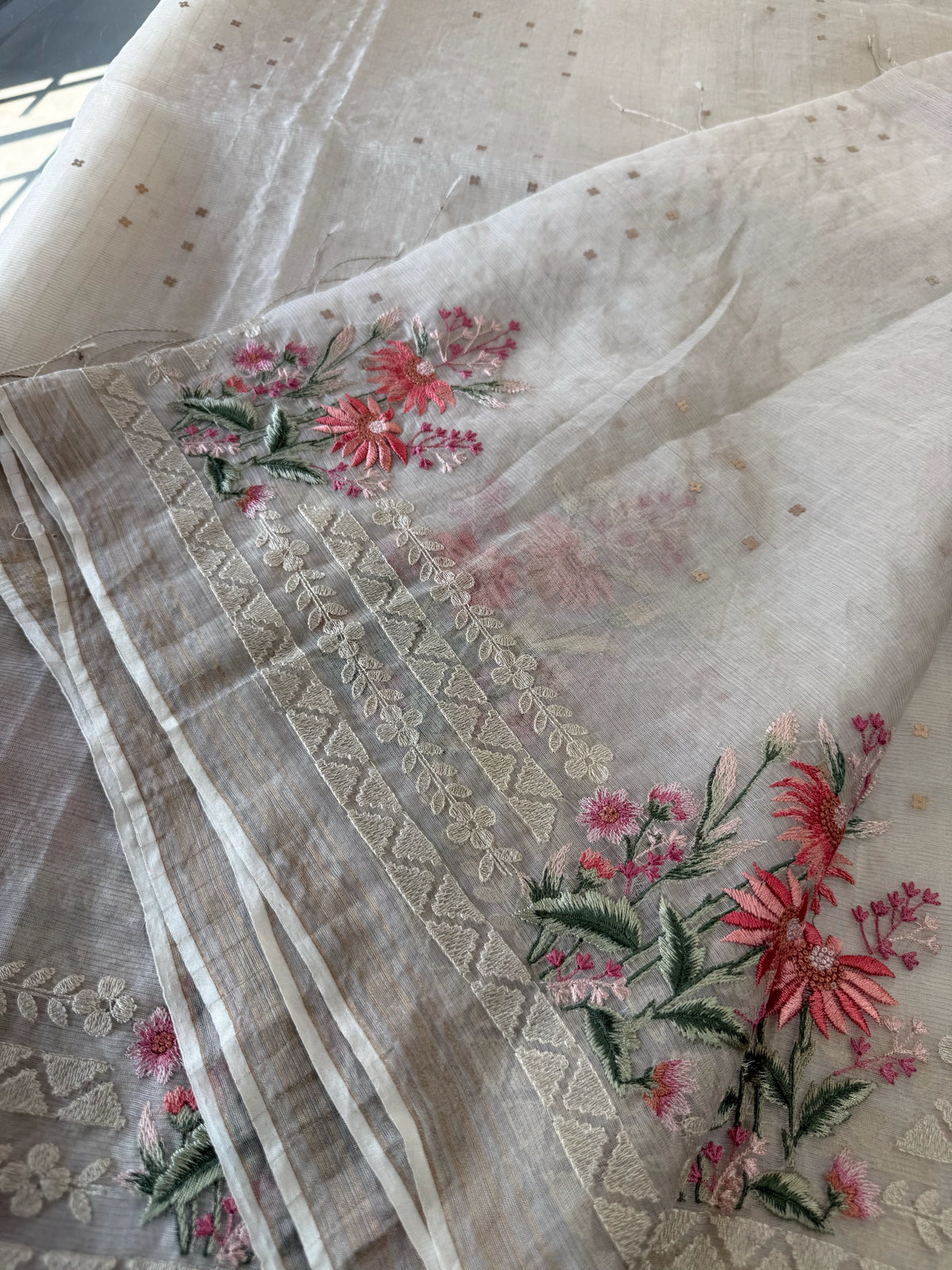 Premium Handloom kora silk Saree/ RE3769