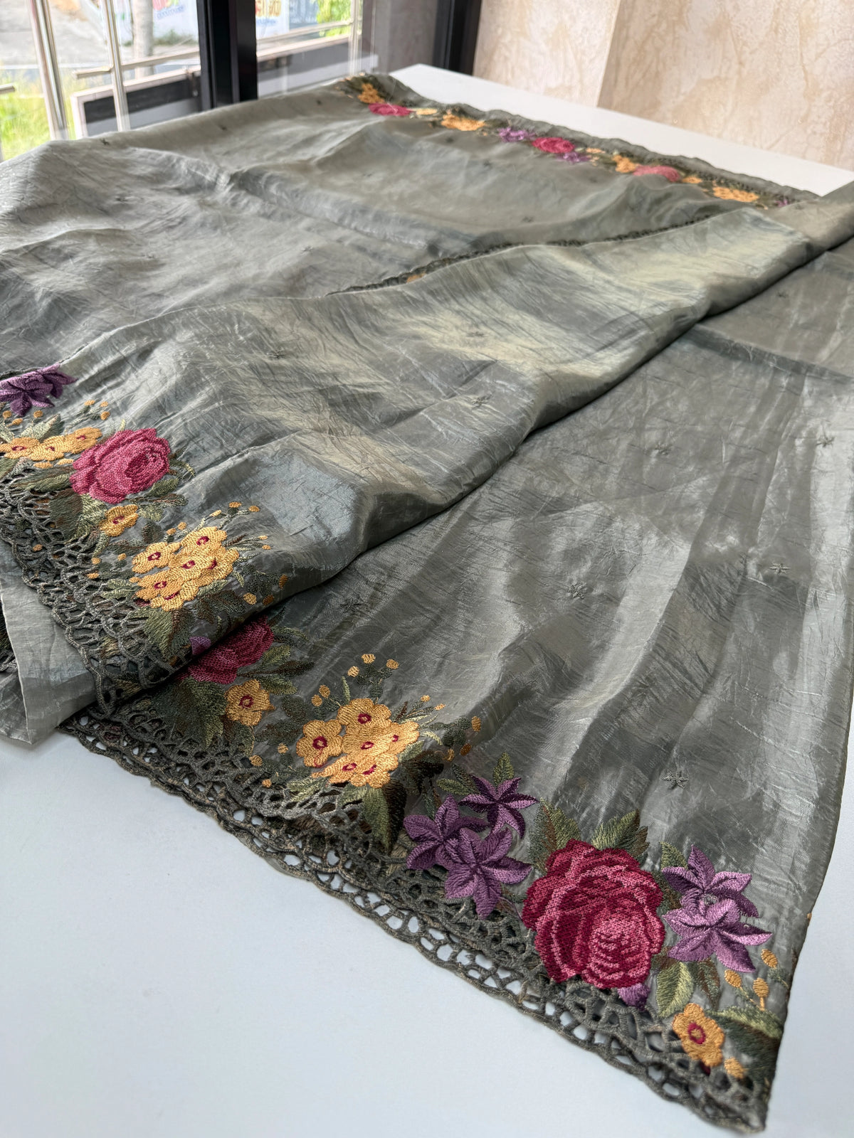 Crushed Organza Saree/ 218E
