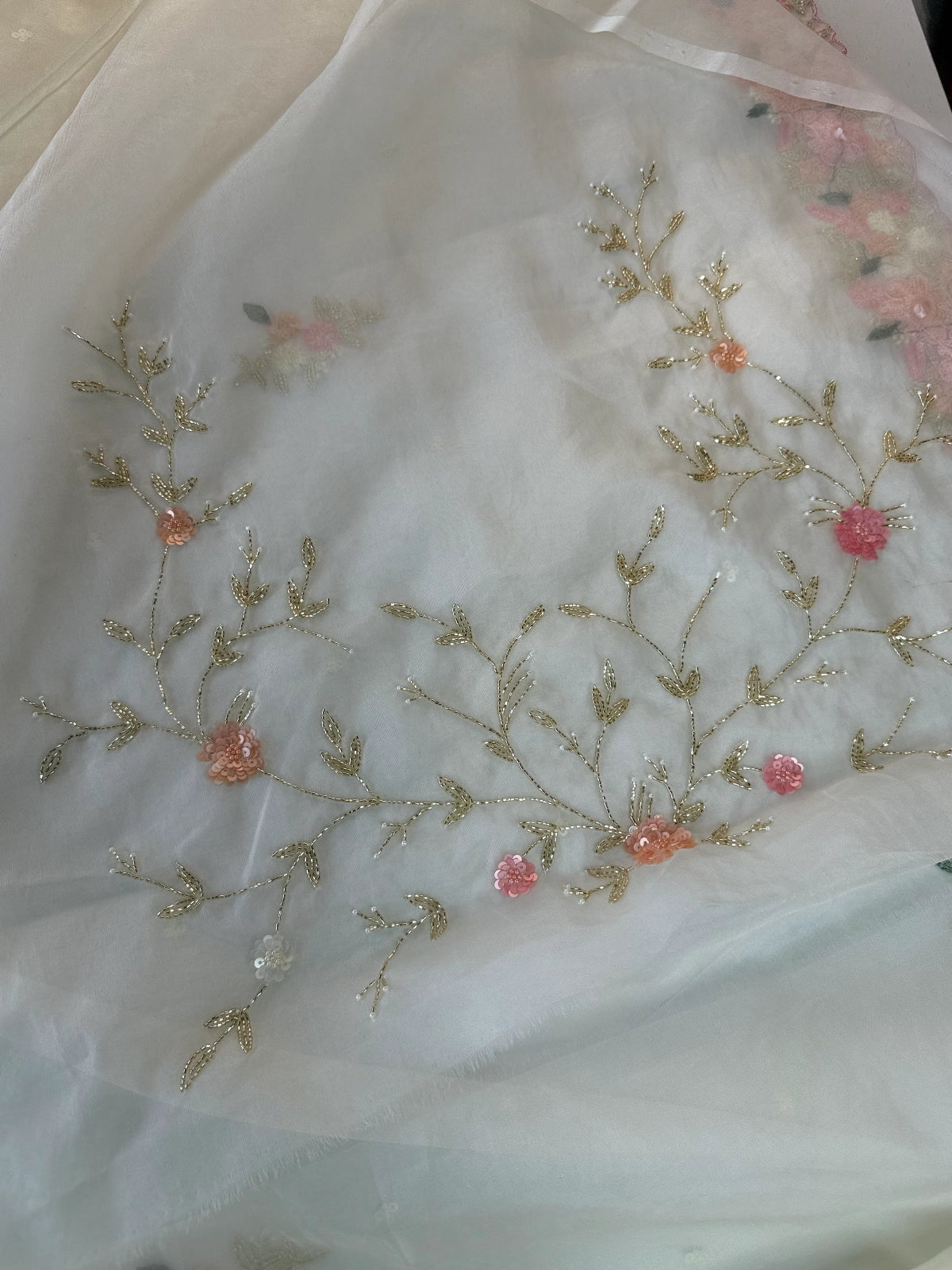 Soft Organza Saree Beige Color / BJ3167