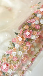 Soft Organza Saree Beige Color / BJ3167