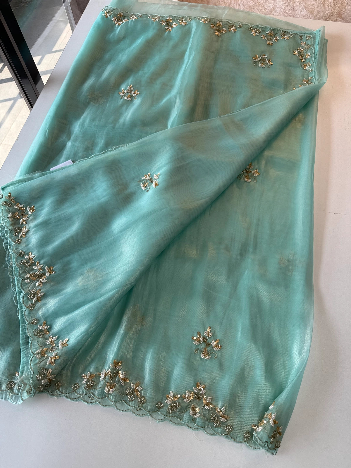 Tissue Organza turquoise blue/ 944R