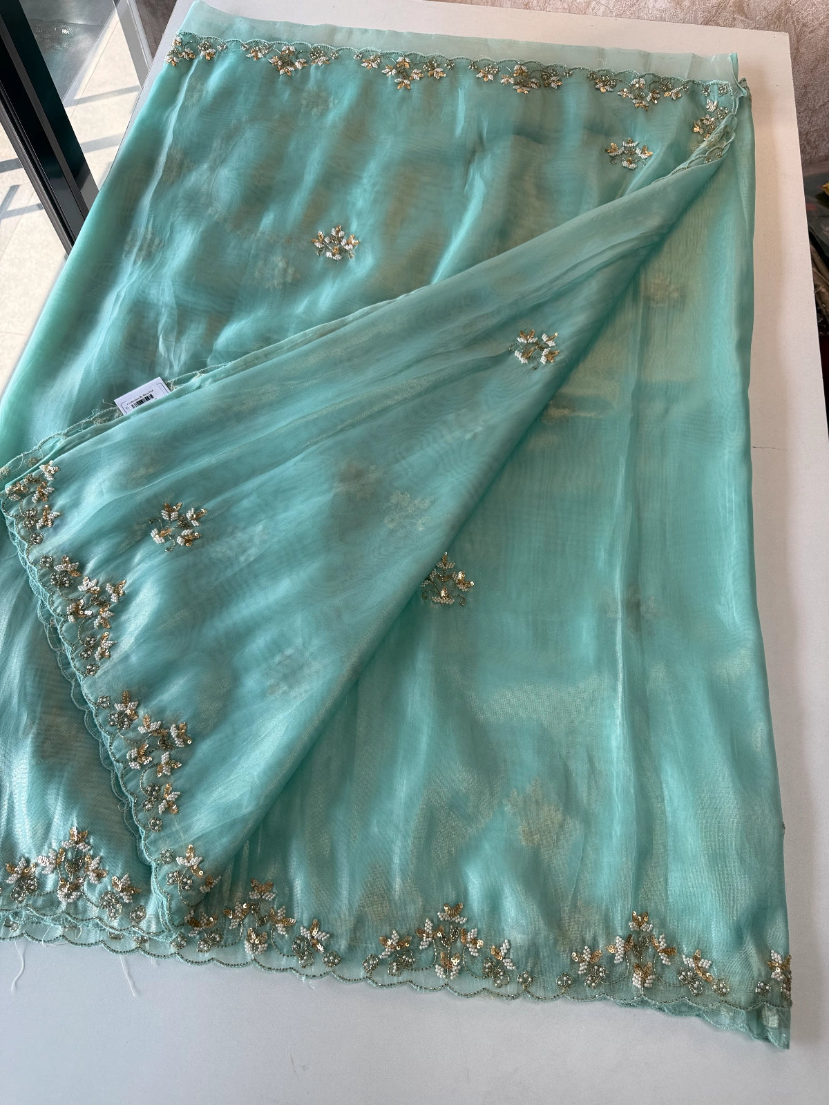 Tissue Organza turquoise blue/ 944R