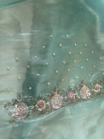 Tissue Organza saree in turquoise blue / SR616