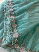 Tissue Organza saree in turquoise blue / SR616