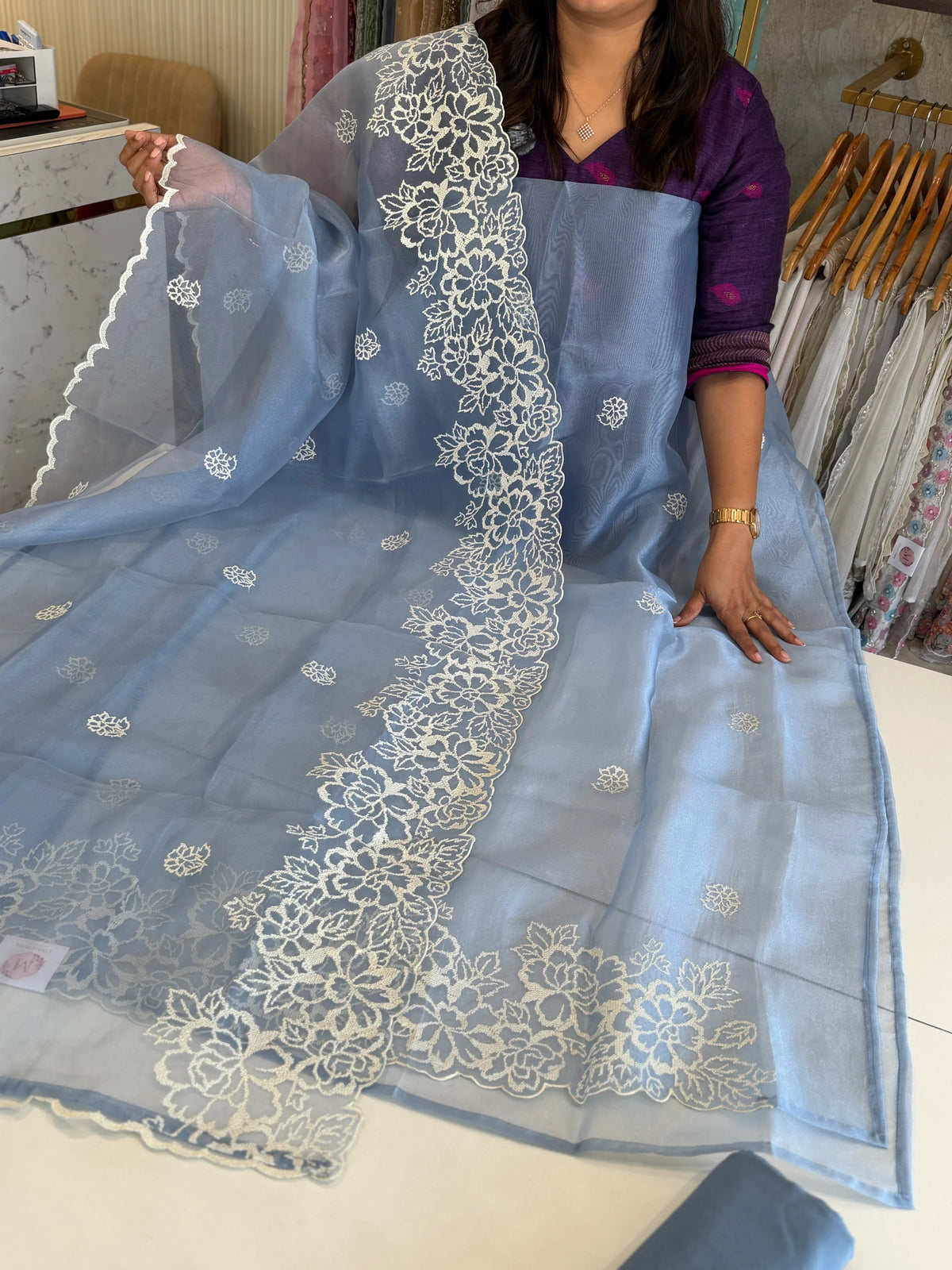 Organza unstitched salwar set / U5100