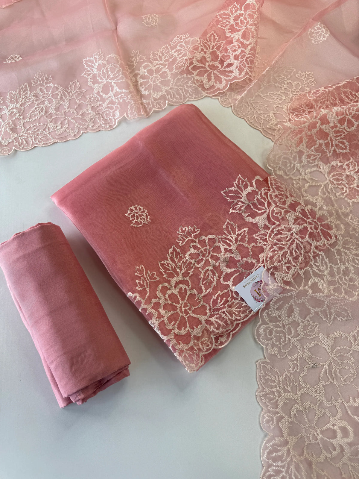 Organza unstitched salwar set / U5100