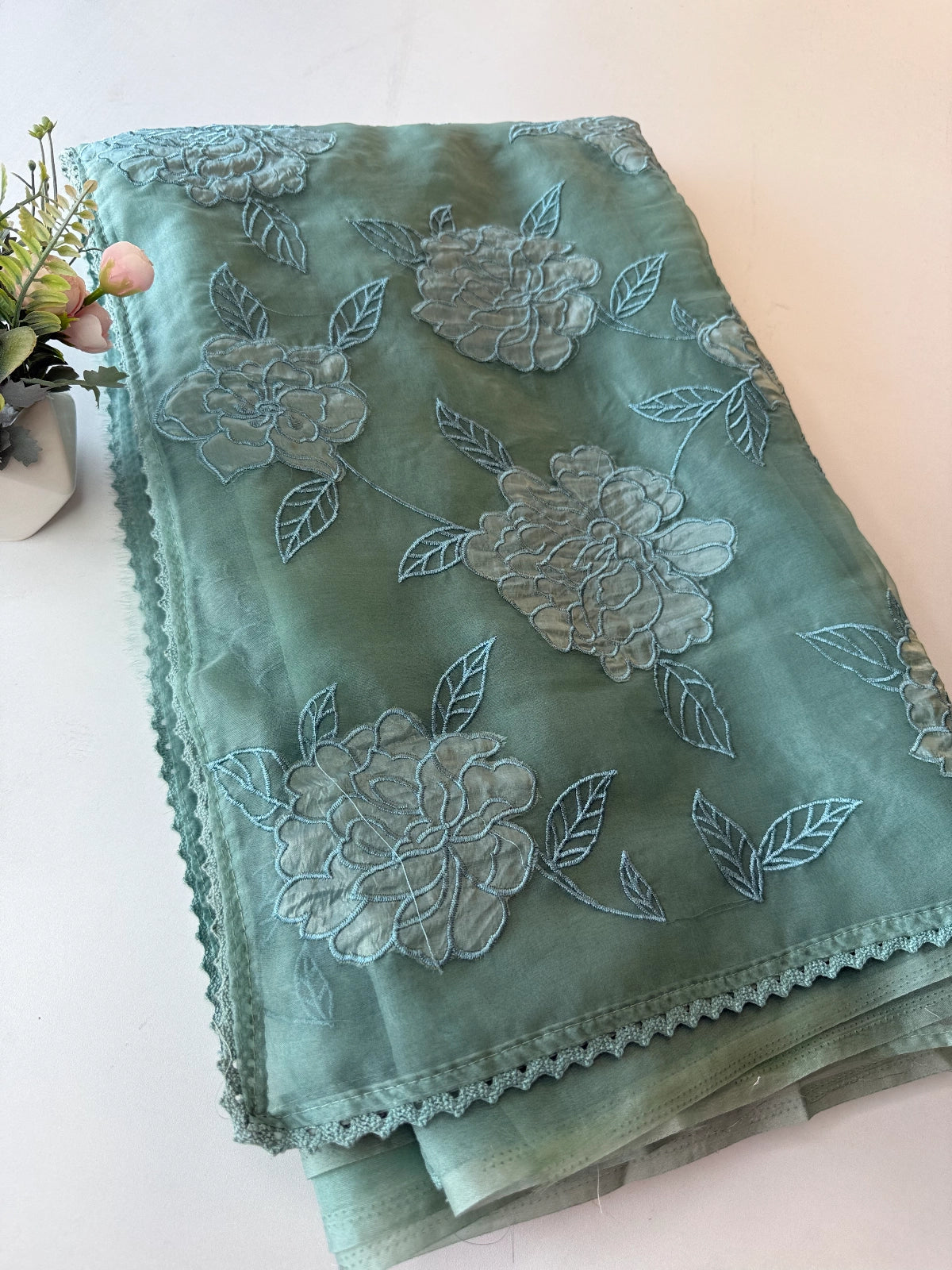 Soft Organza wit appliqué work / CW06